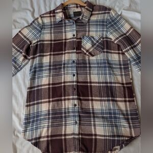 Free Press Plaid Flannel Button Shirt Size M